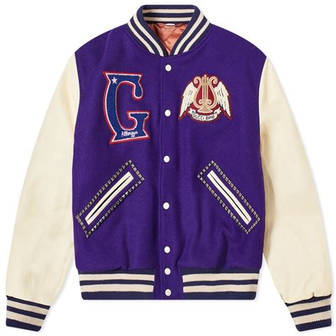 mens varsity jacket gucci|men's navy gucci jacket.